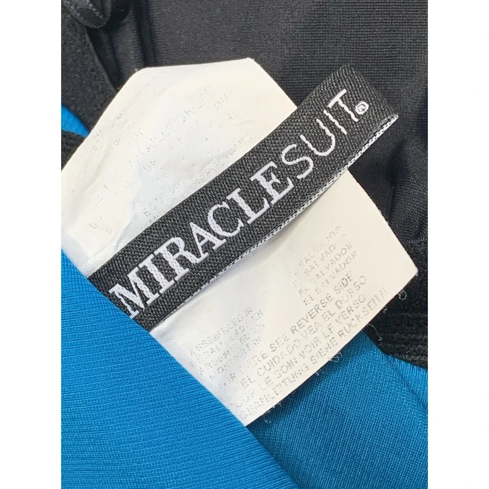 Miraclesuit Teal Blue Strapless Bandeau‎ One-Piece Swimsuit Size 8